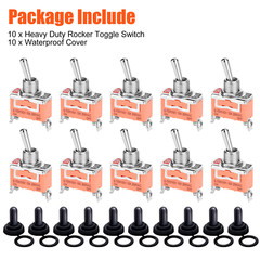 10x Waterproof Heavy Duty Toggle Switch ON/OFF 2 Terminal Car Boat SPST 15A 250V