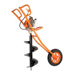 63cc 3hp Post Hole Digger Gas Powered Earth Auger Drill Wheeled w/11″ Auger Bit