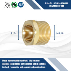 10) 1″ MALE X 3/4″ FEMALE NPT PIPE THREAD HEX REDUCER BUSHING – LEAD FREE BRASS
