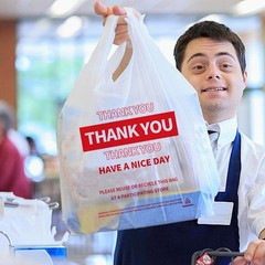 White Thank You Plastic Shopping Bags with Handles 100 Pack