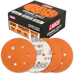 50 PCS 6 Inch 6 Hole Ceramic Sanding Discs P180 Grit, Hook and Loop Orbital