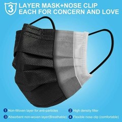 100/50 PCS Black Face Mask Mouth & Nose Protector Respirator Masks USA Seller