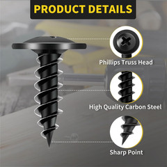 Wood Screws 1/2 Inch 160 PCS Premium Phillips Truss Head Black Wood Screws