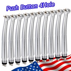 10 pcs Dental High Speed Handpiece Push Button Standard/Mini Small Head 4 Holes