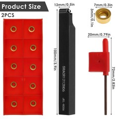 22 PCS 1/2 Inch 12mm Metal Lathe Tools Holder Boring Bar Wrench Carbide Inserts