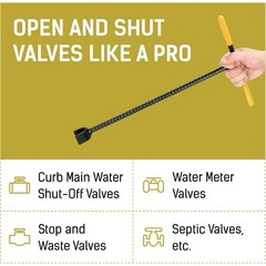12″ Water Meter Key – Professional Garden & Plumbing Tool T-handle 4-way Spigot