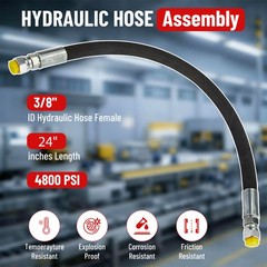 18″/24″/36″ – 3/8″ Hydraulic Hose #6 JIC Female Straight Swivel Fittings