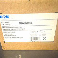 Eaton DG222URB General Duty Safety Switch 60A 240V 2-Pole Rainproof