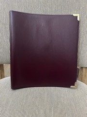 NOS Samsill 1513 Burgundy 3 Ring 1″ Binder Faux Leather Gold Hardware Made USA