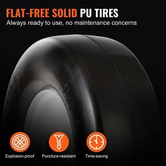 13×5-6in Flat-free PU Tractor Tire with Rim 3.25-5.9in Hub Bore 3/4in 2-Pack