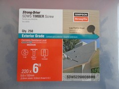 (250) SDWS22600DBB Timber Screw 6″ In X 0.220 In. Simpson Strong-Drive – TAN
