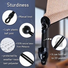 Indoor and Outdoor Sunshade Replacement Parts, Bungee kit and end Cover+2 Ext…