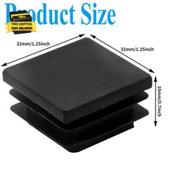 12 Pack 1-1/4 Inch Square Plastic Plug, Insert Tubing End Cap for Square Tubing