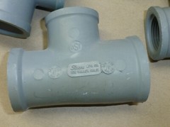 Lot of 5 gray PVC T Tee fitting 1-1/4 to 1″ reducer slip x slip x threaded adapt