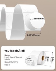 Self-Adhesive 2-Inch Thermal Labels, 750 Roll – Clear Print & Wide Compatibility