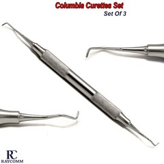 Set Of 3 Curette Columbia University Periodontal Scalers Dental Instruments CE