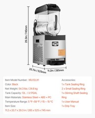 Uimoso 12L Commercial Frozen Drink Machine for Slushies and Smoothies