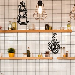 Jetec 2 Pieces Coffee Wall Decor 11.8 x 5.83 inches, 5.9 x 9.84 Black