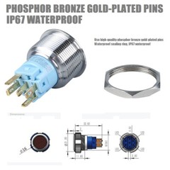 19mm Tri-color High Head+Ring LED 2NO2NC Stainless steel Anti-vandal Push button