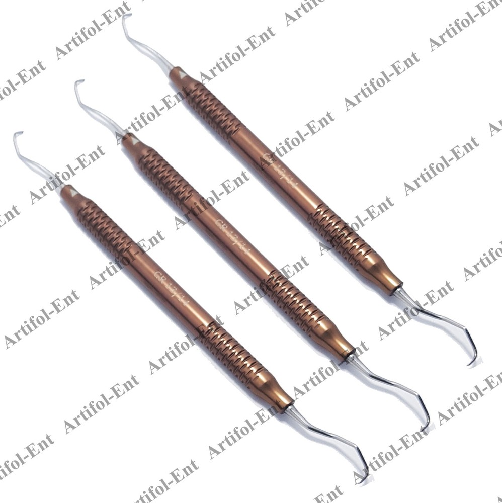 3-Piece Gracey Curettes Set 13/14 – Brown Color –Double Ended Instrument #GR1314