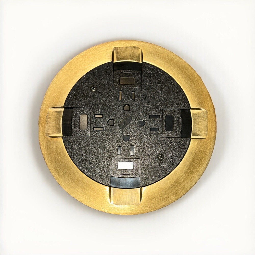 Wiremold 861QTCBS 861 Series BRASS Floor Box Outlet Quad Wood/Raised NEW! EB