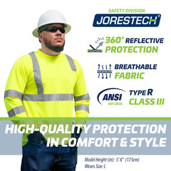 5 Pack Hi Vis T Shirt ANSI Class 3 Reflective Safety Long Sleeve