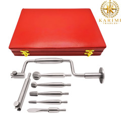 7 Pcs Hudson Hand Drill Brace Set With FREE Case Orthopedic Instrument German Gr