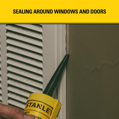 Silicone Sealant 100%, Waterproof Bathroom Kitchen Window Brown 12 Pack Stanley