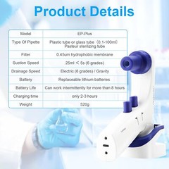 Lab Electric Pipette Controller 0.1-100ml Electronic Pipettor 6 Adjustable Speed
