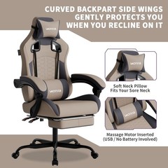 Gaming Chair with Massage,Ergonomic PC Computer Chair with Footrest Comfortable