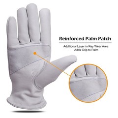 12 Pairs Bulk White Cowhide Leather Work Gloves Safety Driver PPE