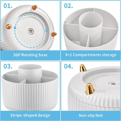 Desk Organizer 360-Degree Rotating Pen Holder With 5 Compartments Pencil Holder
