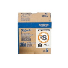 Genuine Brother HGe-2515PK High Grade Adhesive 1″ (24mm) BLK on WHT Label Tape