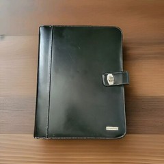 Franklin Covey Planner Black Classic Binder Faux Leather All In One 12.5 x10