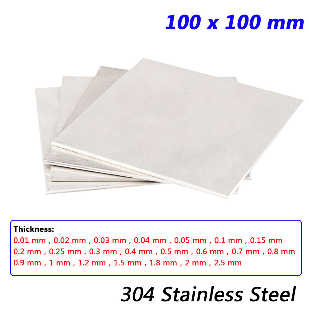 100x100mm Stainless Steel Sheets Metal Plate Panel Thick 0.01-2.5mm Grade 304 A2