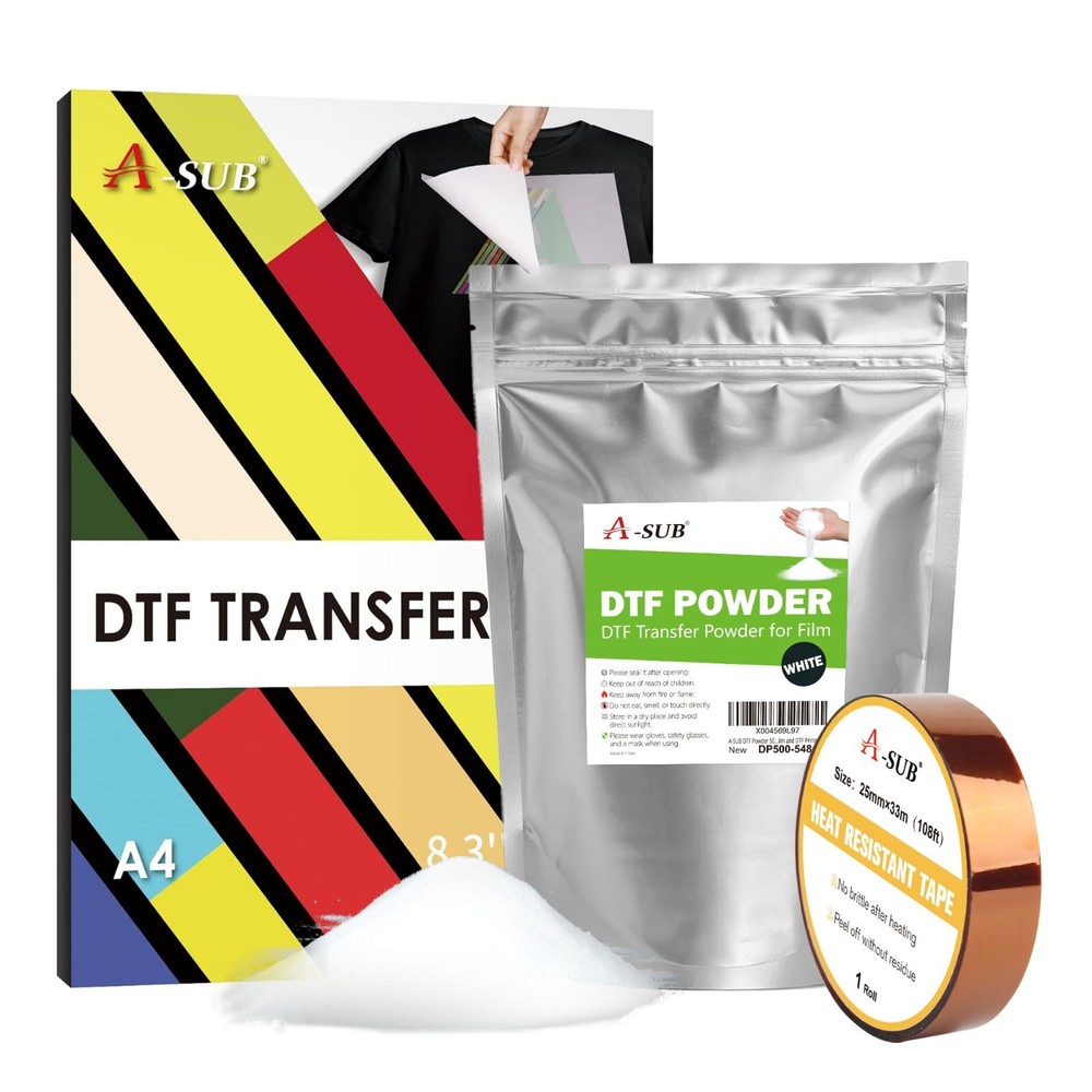 A-SUB DTF Powder Film Kit – DTF Bundle Starter Kit for Sublimation Transfer A4