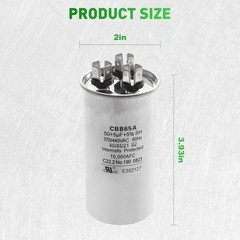 2025 Upgrade 3100248.487 CBB65A Capacitor – 50 + 5uF 370/440VAC 60Hz…