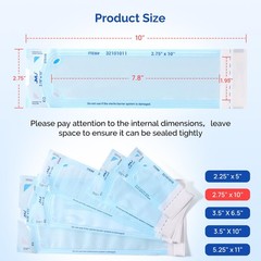 JMU Self Sealing Dental Sterilization Pouches 2.75″ x 10″, 200/Box x 10″