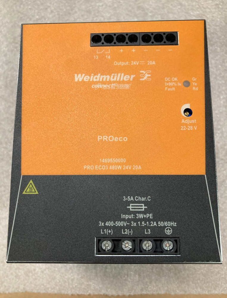 Weidmuller 1469550000 PRO ECO3 Power Supply 3 X400-500V~ 50/60Hz 24VDC 20A – New