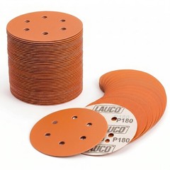 50 PCS 6 Inch 6 Hole Ceramic Sanding Discs P180 Grit, Hook and Loop Orbital