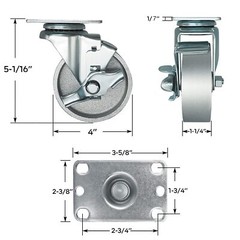 5 inch Industrial Casters- Semi Steel Cast Iron Swivel CastersCapacity500-2000LB