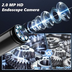 5M Endoscope Camera with Light, 1920P HD Borescope Camera with 8 LED Lights NEW