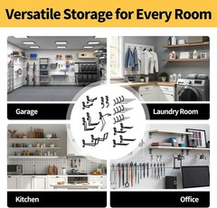 Heavy-Duty Slatwall Hooks 25 Pack (10 Types) Metal Garage Slat Wall Hook Kit