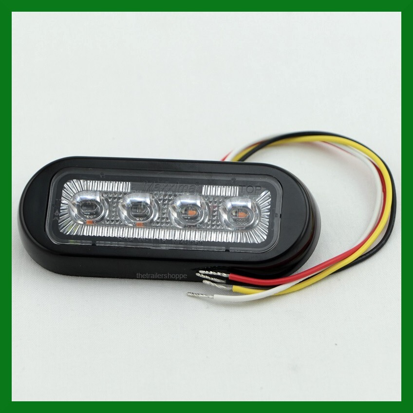 Maxxima M20484YCL Amber Clear Lens 4 LED Strobe Warning Surface Mount Ultra Thin