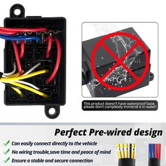 12V Pre-Wired Fuse and Relay Box Kit with 4 x 40A Relays & 6 ATC/ATO Fuses, Univ