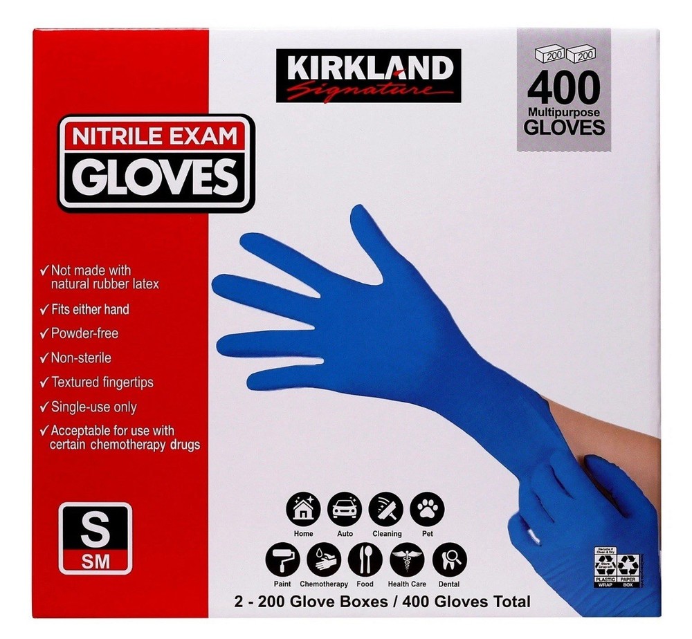 Kirkland Signature Latex-Free Nitrile Exam Gloves, Size S – 400 Count