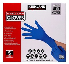 Kirkland Signature Latex-Free Nitrile Exam Gloves, Size S – 400 Count