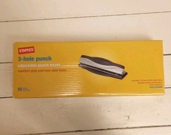Staples Adjustable 3-Hole Punch 15 Sheet Capacity, New In Box