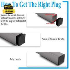 12 Pack 1-1/4 Inch Square Plastic Plug, Insert Tubing End Cap for Square Tubing