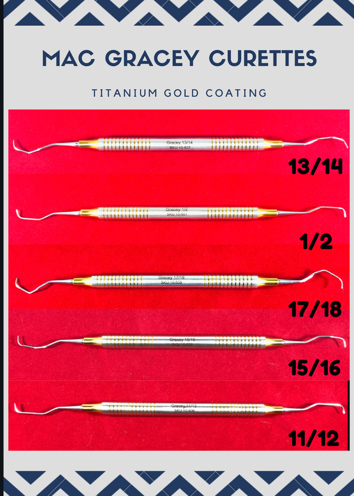 DENTAL GRACEY PERRIODONTAL CURETTES (Gold Coating) DENTAL INSTRUMENTS MAC